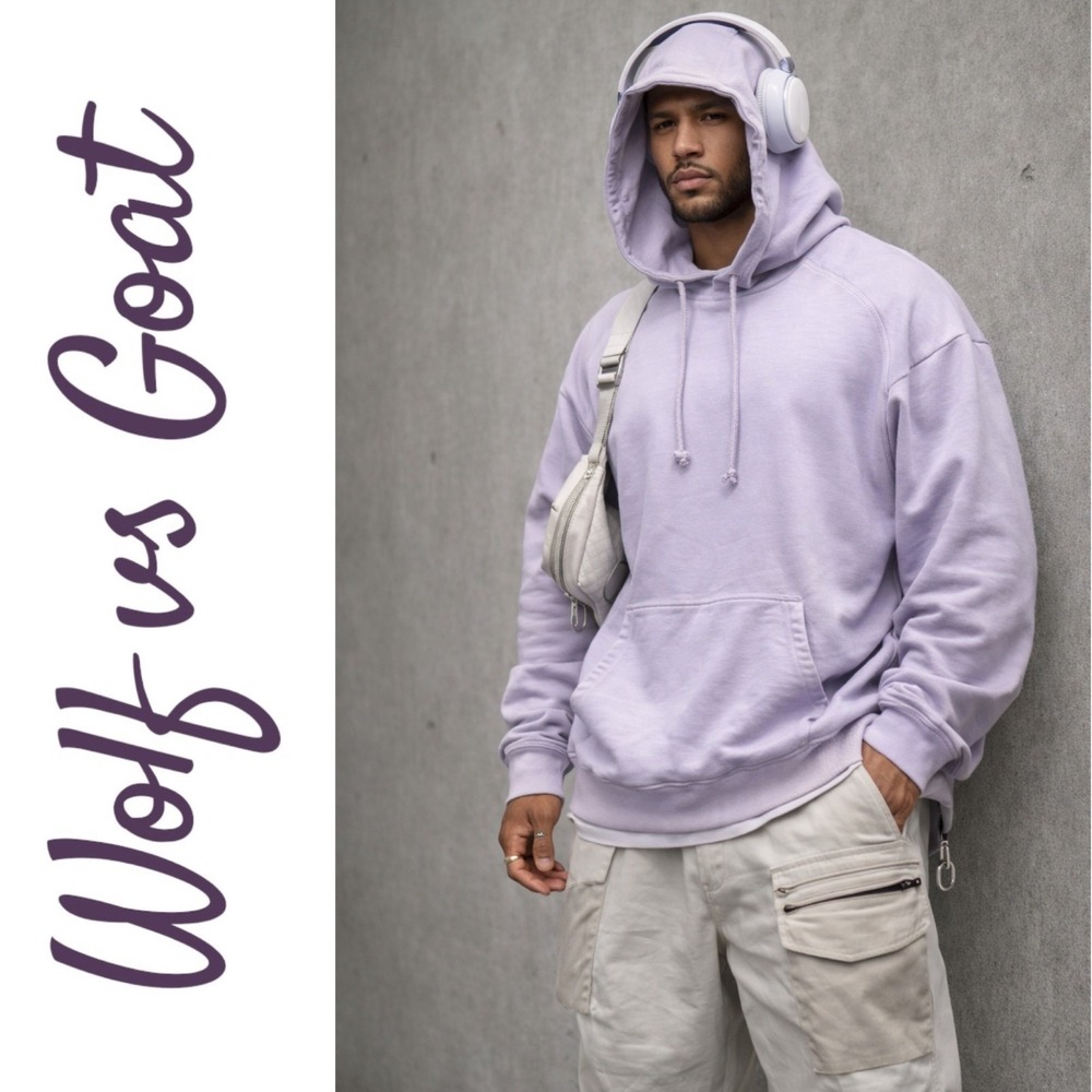 NWOT WOLF VS GOAT ELEVATED LUXE LAVENDER PURPLE HOODIE ITALY RESORTWEAR XXL